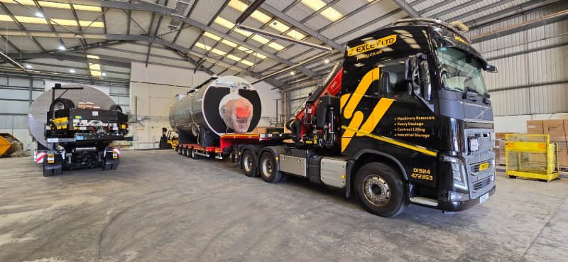 wagon with very big load inside a warehouse